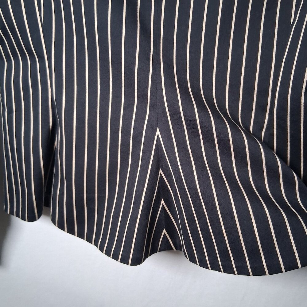 Lauren Ralph Lauren Blazer Women 4 Black Tan Striped Classic Preppy Cotton Silk - Picture 16 of 16